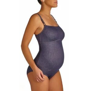 Pez D'or Blue Denim Maternity Swimsuit Women's Size Small NWOT